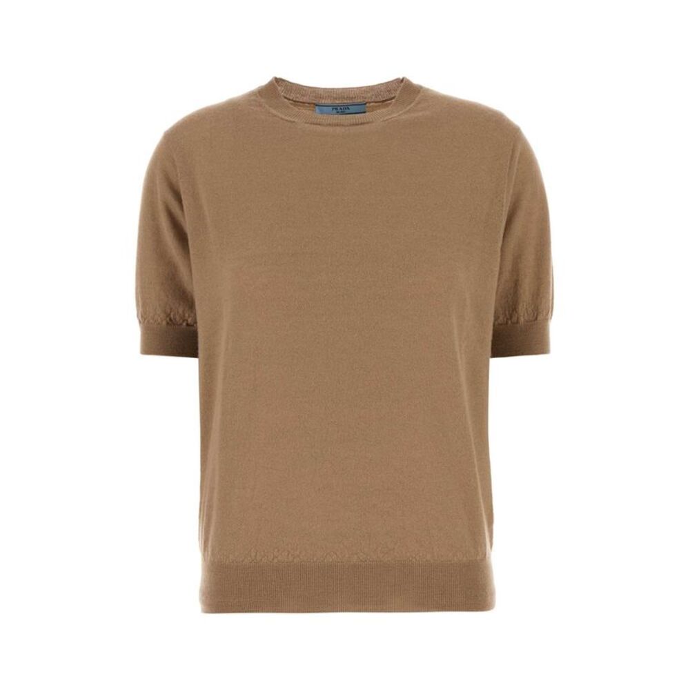 Prada Women Camel Cashmere Sweater